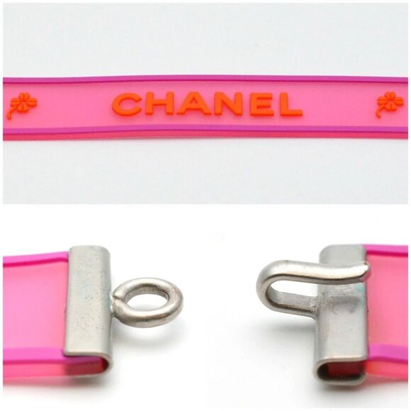 Authentic CHANEL CC Logo 01P Rubber Bracelet Pink Orange Jelly Bangle Cambon - Picture 5 of 7